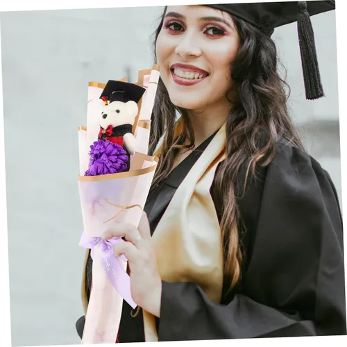 Vista 5 de BESPORTBLE Adorable ramo de flores de oso de graduación, lindo arreglo de muñeca de oso para fiesta de graduación para graduados, decoración floral