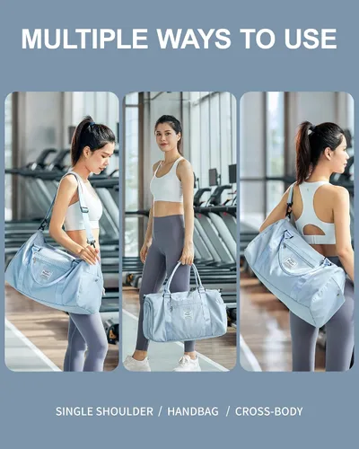 Vista 3 de Bolsa de lona de viaje, bolsas de fin de semana para mujeres y hombres, bolsa de transporte durante la noche, bolsa de hospital, bolsa de gimnasio