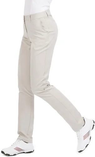 Vista 2 de [Usado] Pantalones de golf para mujer, elásticos, rectos, ligeros, transpirables, de sarga, pantalones chinos para trabajo Beige