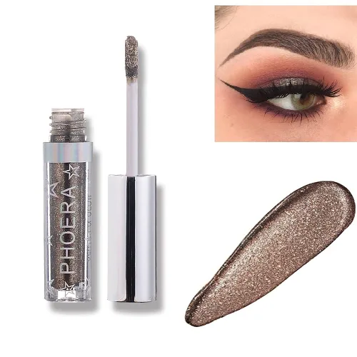 Vista 9 de Sombra de ojos con purpurina, maquillaje para ojos líquido, brillante, colores claros, lápiz en barra brillante, de larga duración, impermeable, A102