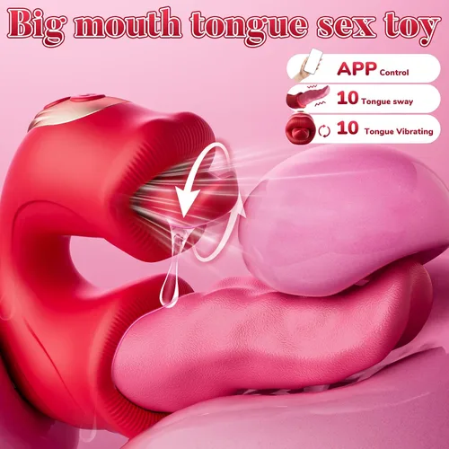 Vista 2 de Vibrador para Adultos, Juguetes Sexuales para Mujeres, Potente Vibrador de Lengua con Péndulo y Dildo de Empuje Controlado por APP con 10 Modos