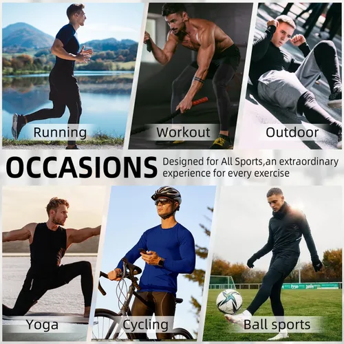 Vista 5 de Yuerlian Paquete de 1 o 3 pantalones de compresión para hombre, leggings atléticos con bolsillos, para correr, ciclismo, entrenamiento