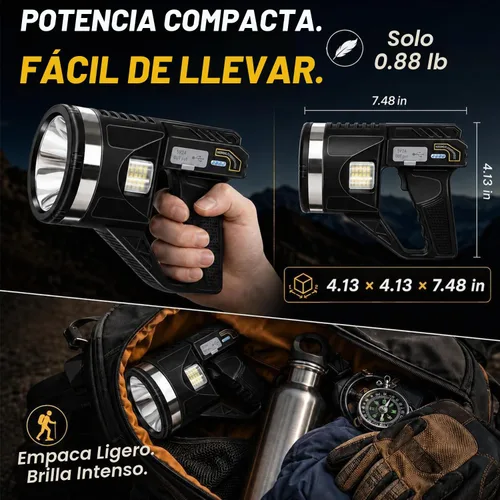 Vista 4 de Proyector recargable súper brillante de 2000000 lúmenes con correa