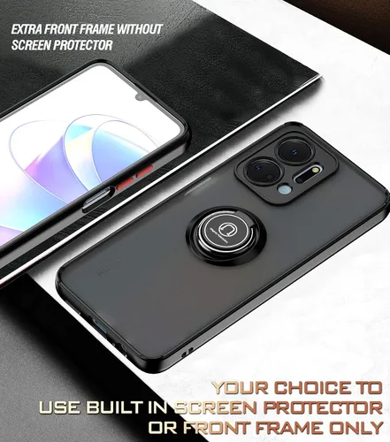 Vista 7 de QUIETIP Funda para Honor X7a con protector de pantalla, TPU + policarbonato duro, anillo magnético a prueba de golpes, soporte para coche, funda