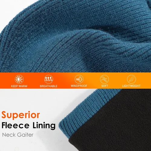 Vista 3 de Conjunto de gorro y bufanda para hombre, gorro de esquí cálido para invierno, gorro de esquí, gorro de calavera, calentador de cuello, polaina