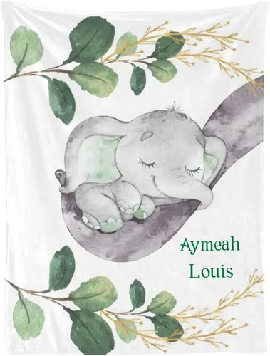 Vista 8 de Manta de bebé personalizada de príncipe elefante, manta personalizada para guardería, 30 x 40 pulgadas, para bebé, niño y niña, con nombre para baby