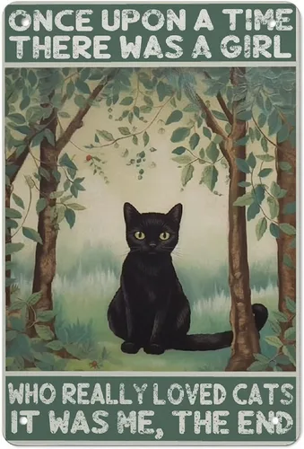 Vista 15 de Cartel de metal con diseño de gato negro con texto en inglés "Angels Don't Always Have Wings", póster de metal vintage de 8 x 12 pulgadas, letrero