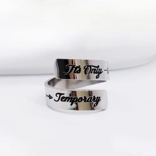 Vista 28 de HOFOYA Anillos inspiradores ajustables de acero inoxidable, anillos de grabado, joyería motivacional, graduación, San Valentín, regalos