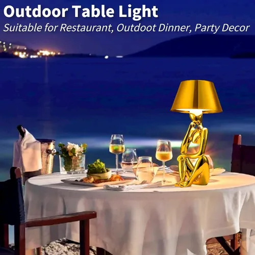 Vista 5 de Thinker Lamp Collection, lámpara de mesa inalámbrica, recargable, funciona con pilas, lámpara de escritorio, control táctil, portátil, LED, mesita