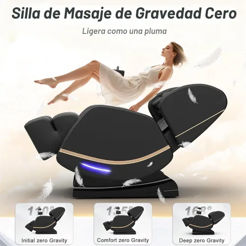 Vista 4 de Megashock SL Track 2026 Silla de masaje de cuerpo completo, silla de masaje de gravedad cero con calor trasero, 12 rodillos fijos, masaje de pies