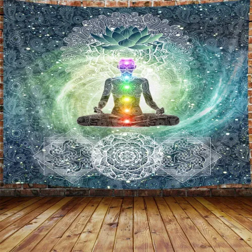 Vista 8 de DYNH Tapiz de Chakra, Tapiz de Yoga Meditación de Siete Chakras Zen Decorativo para Colgar en la Pared para Dormitorio, Tapices Espirituales Hippie