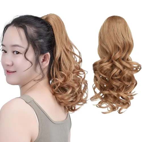 Vista 51 de SYXLCYGG Auburn Clip Cola de caballo Clip Cola de caballo Extensión de cola de caballo ondulado 10 pulgadas 3.5 oz pelo sintético falso pieza