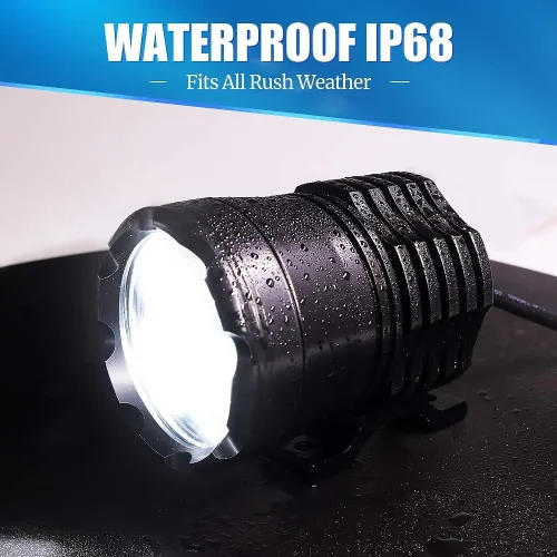 Vista 4 de Ourbest Luz de motocicleta, 12 V 24 V alto/bajo/estroboscópico motocicleta auxiliares luces ATV UTV Bicicletas Dirt Bike Led niebla luces