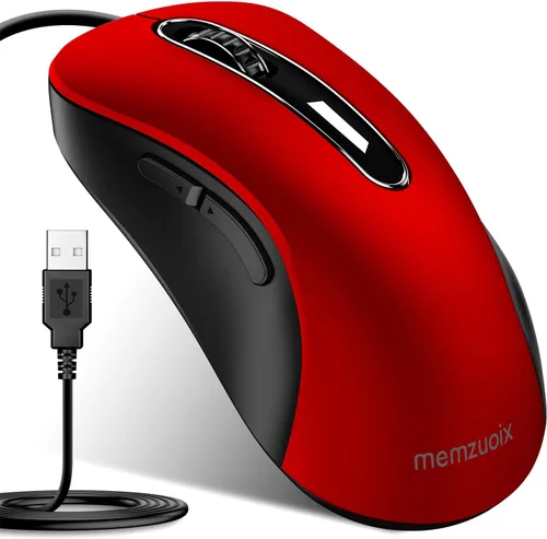 Vista 8 de memzuoix Ratón con Cable, Ratón USB para Computadora 1400 DPI Ratón Óptico Móvil Diseño Ergonómico Ratones para Computadora con Cable de 5 Pies
