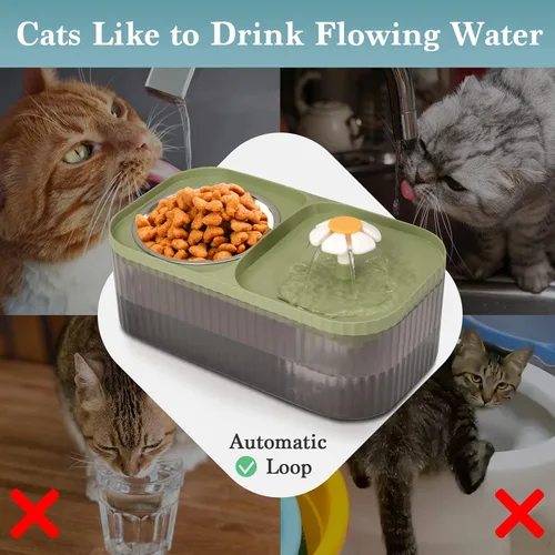 Vista 2 de Fuente de agua para gatos en el interior, suministros de alimentación y riego para gatos, dispensador de agua automático súper silencioso