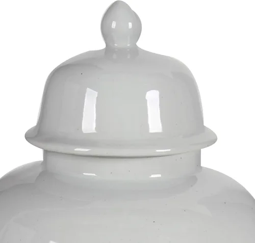 Vista 2 de Benzara BM165658 Tarro de jengibre de cerámica con tapa, blanco roto