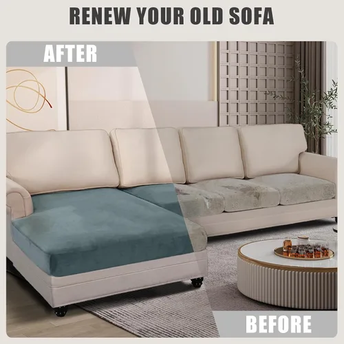 Vista 6 de ANARACHON Fundas de Cojines para Sofá Seccional de 4 Piezas de Terciopelo Separadas en Forma de L Funda de Sofá Elástica Forro Lavable Protector