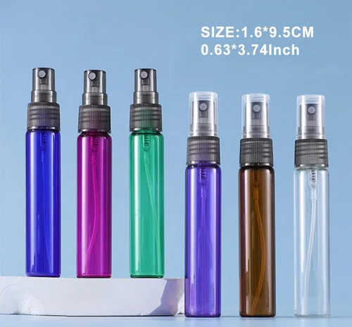 Vista 2 de Paquete de 20 botellas de perfume de viaje con atomizador a granel de 0.3 fl oz, botella vacía hidratante (azul)