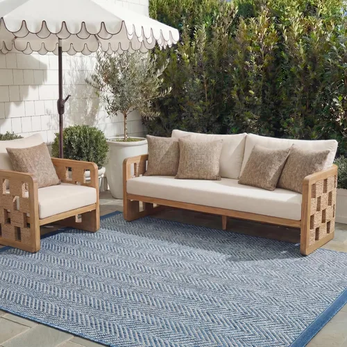 Vista 41 de Safavieh Colección Courtyard CY8022 Alfombra, 2 pies x 3 pulgadas x 5 pies, aguamarina y gris, impermeable, fácil de limpiar, sin pelusa