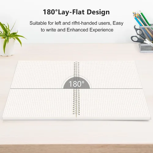 Vista 4 de RETTACY - Cuaderno de viñetas con puntos, paquete de 3, 160 páginas por paquete, tamaño A5 mediano (5.7" × 8.3"), papel grueso de 100 gsm