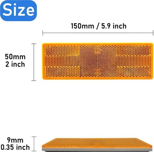 Vista 4 de Reflector - Rectángulo autoadhesivo de seguridad, impermeable, para entrada de buzón de remolque (modelo A/2 unidades, naranja)