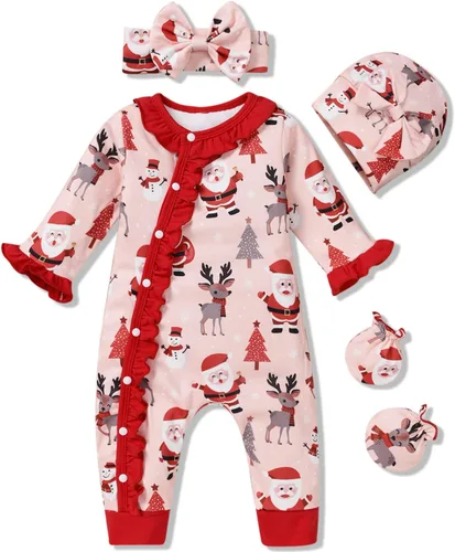 Vista 32 de Aalizzwell Mameluco para bebés niñas, traje de otoño invierno con accesorios Guepardo