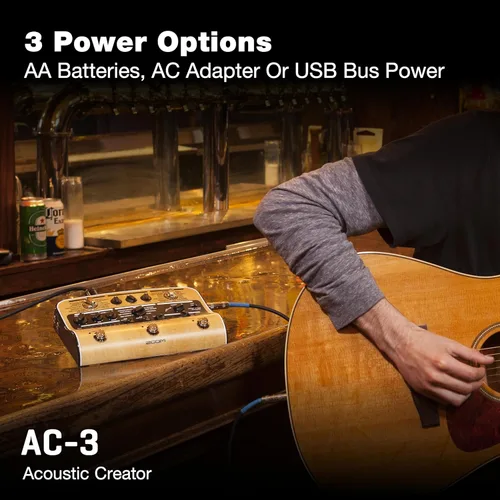 Vista 5 de Zoom AC-3 Creador acústico, DI acústico con restauración de tonos, modelado acústico, 9 efectos, compresión, sintonizador, reverberación