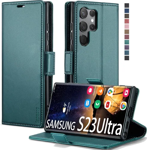 Vista 11 de japezop Compatible con Samsung Galaxy S23 5G - Funda tipo cartera con bloqueo RFID, tarjetero y función atril magnético, funda de piel con tapa