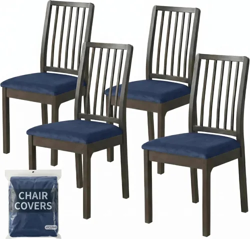 Vista 18 de Deisy Dee Fundas de asiento de terciopelo para sillas de comedor, juego de fundas para sillas de comedor (4, azul bebé)