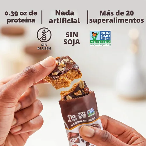 Vista 4 de Perfect Bar Choco Crisp, Barra de Proteína de Chocolate Oscuro con Mantequilla de Nueces, Snack de Proteína, Sin Gluten, Sin Soja, Sin OMG, Sin