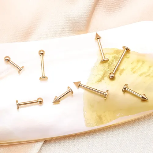 Vista 6 de G23 - Piercing de ceja de titanio sólido, anillos de cejas Gokd negro oro rosa plata rosa arco iris 16G barra curvada, joyería de labio vertical