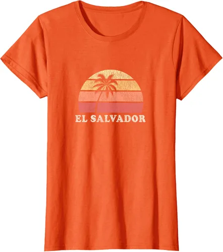 Vista 57 de El Salvador Vintage 70s Retro Throwback Design Camiseta, Azul