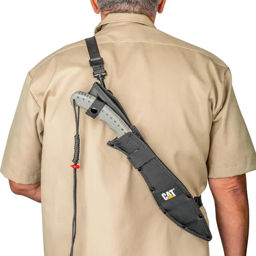 Vista 5 de Cat Machete con funda de correa para el hombro, 19 pulgadas, cuchillo de hoja de acero inoxidable con mango de herramienta ergonómico y cómodo
