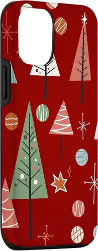 Vista 3 de Funda decorativa para iPhone 14 Retro de mediados de siglo para árbol de Navidad