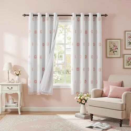 Vista 24 de MYSKY HOME - Cortinas opacas rosadas para dormitorio de niñas de 54 pulgadas de largo, cortinas cortas para tratamiento de ventanas, 100% cortinas