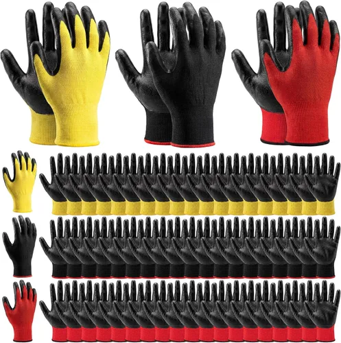 Vista 9 de Guantes de jardinería para hombres y mujeres, guantes de trabajo con revestimiento de goma transpirable para jardinería al aire libre, trabajo