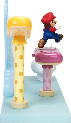 Vista 3 de Super Mario Cloud World Diorama Set con figura de acción Running Mario de 2.5 pulgadas