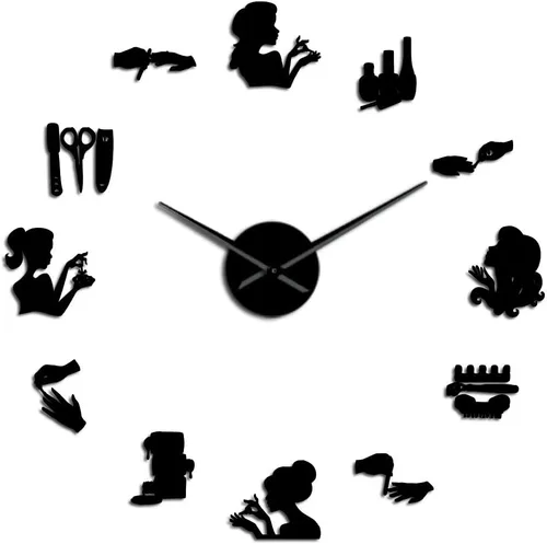 Vista 2 de The Geeky Days Reloj de pared ajustable DIY, negro, analógico, funciona con pilas, movimiento de cuarzo, silencioso, tamaño grande, diseño sin marco