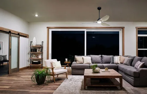 Vista 6 de Kichler Imari 300365SBK - Ventilador de techo de 65 pulgadas en satén negro, moderno ventilador LED de 3 aspas para interiores y exteriores
