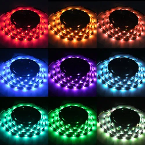 Vista 5 de Tira de luces LED con pilas, tira de luces LED RGB con mini controlador, impermeable, tira de luces LED con batería, luces LED que cambian