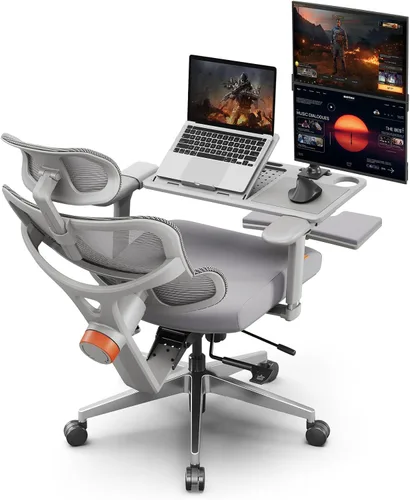 Vista 10 de Newtral Silla de oficina ergonómica, silla de escritorio de oficina en casa, silla de oficina grande y alta, soporte lumbar de seguimiento Negro