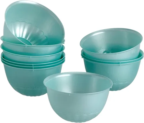 Vista 16 de SILVER SPOONS Platos de postre de plástico en relieve vintage para fiestas, 10 piezas, juego de vajilla desechable resistente, 6 pulgadas, platos