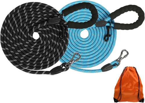 Vista 16 de Correa larga para perros para entrenamiento de 16 pies/20 pies/30 pies/50 pies/100 pies, correa reflectante con gancho bloqueable, cuerda resistente