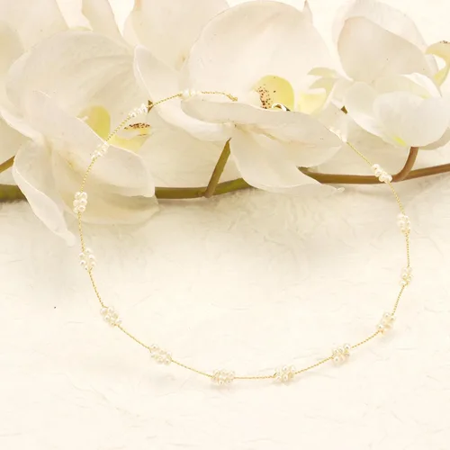 Vista 8 de ELEXIS Gold Pearl Station Necklace Choker For Women Handmade Collar De Perlas Para Mujer Small Mini Dainty Initial Pearl Jewelry For Girls Brides