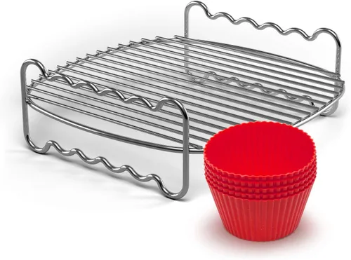 Vista 6 de Philips Kit de accesorios maestros de cocina con bandeja para parrilla y 4 pinchos de metal para modelos compactos Philips Airfryer, negro