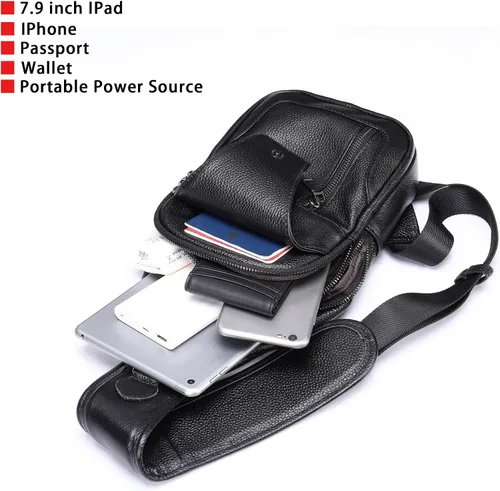 Vista 85 de LUKZIJAES Bolso bandolera de cuero genuino para hombre