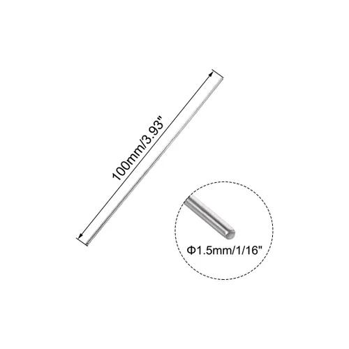 Vista 2 de uxcell Varilla redonda sólida de acero inoxidable 304 de 0.059 in x 3.937 in para manualidades de bricolaje - 10 piezas