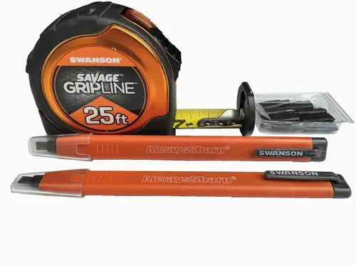 Vista 10 de Swanson Tool Co CP216 AlwaysSharp - Lápiz mecánico recargable para carpintero, paquete de dos, con 8 puntas de grafito negro de repuesto adicionales