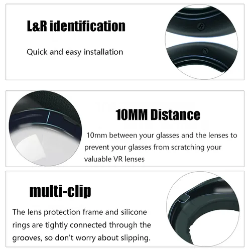 Vista 5 de Glasses Spacer Protector Compatible with Meta Quest 3 Lens Protector Glasses Lens Insert Bumper Frame Anti-Scratch Ring,Protect Myopia Glasses from