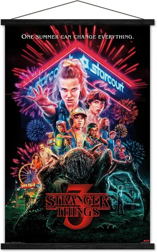 Vista 7 de Trends International Netflix Stranger Things: Season 3 - Póster de pared de una hoja, 14.725 x 22.375 pulgadas, versión enmarcada de madera